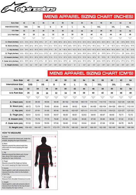 Alpinestars Tech 10 Size Guide And Fit Chart