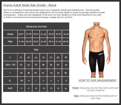 Arena Tech Suit Size Chart: Get The Perfect Fit