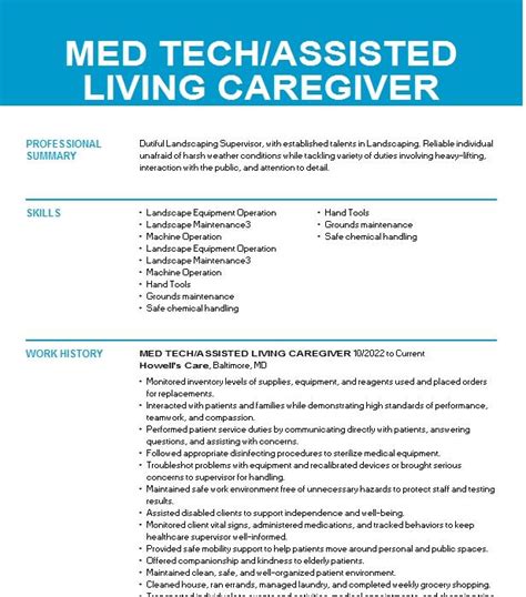 Assisted Living Med Tech Job Description And Responsibilities