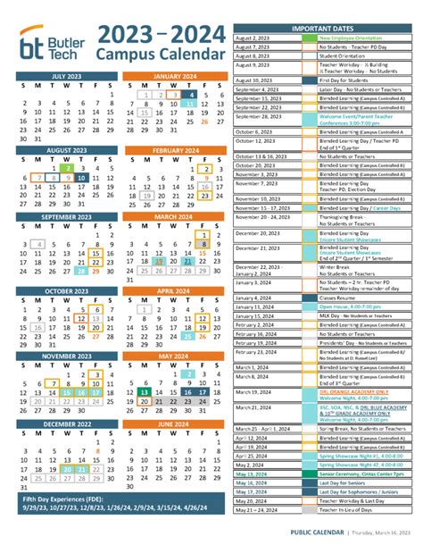 Butler Tech Calendar: Important Dates And Events