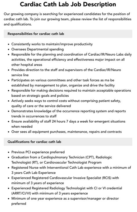 Cath Lab Tech Job Description And Career Outlook