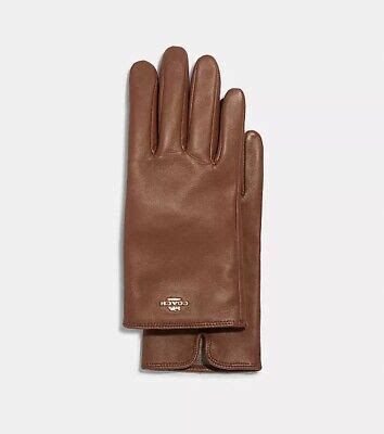 Coach Plaque Leather Tech Gloves For Winter