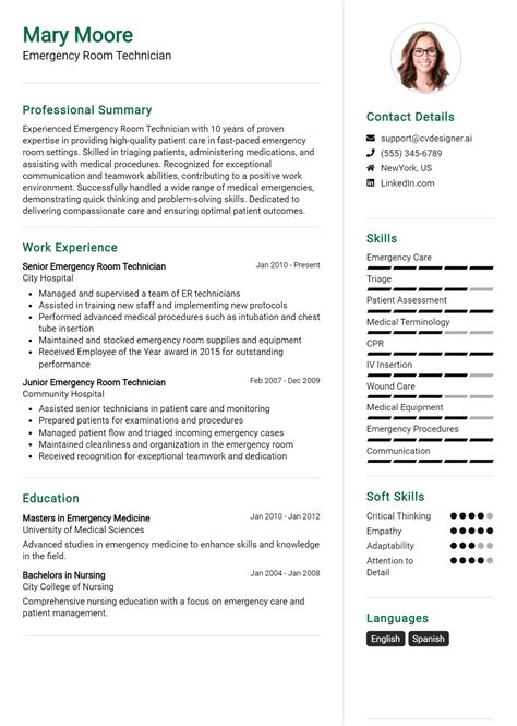 Emergency Room Technician Resume Examples And Tips