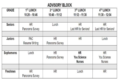 Lane Tech Advisory Schedule Guide