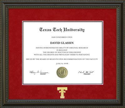 Texas Tech Diploma Frames For Alumni And Graduates