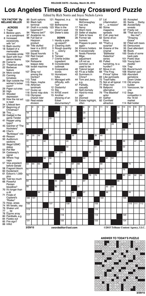 Texting Tech La Times Crossword Solutions