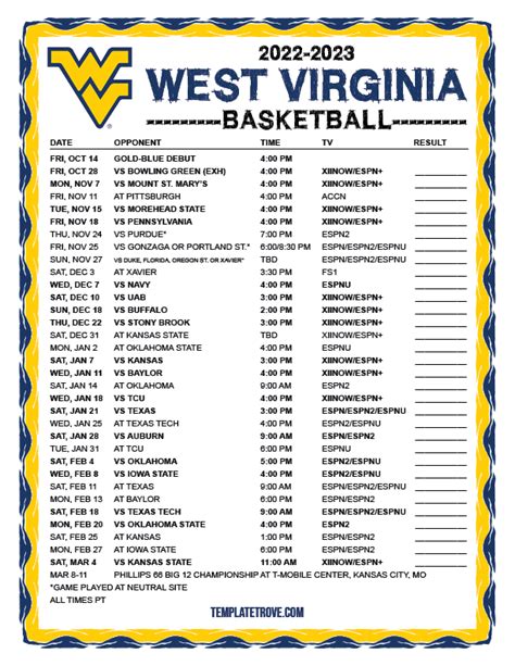 Wvu Tech Basketball Schedule 2023-2024: Dates And Opponents